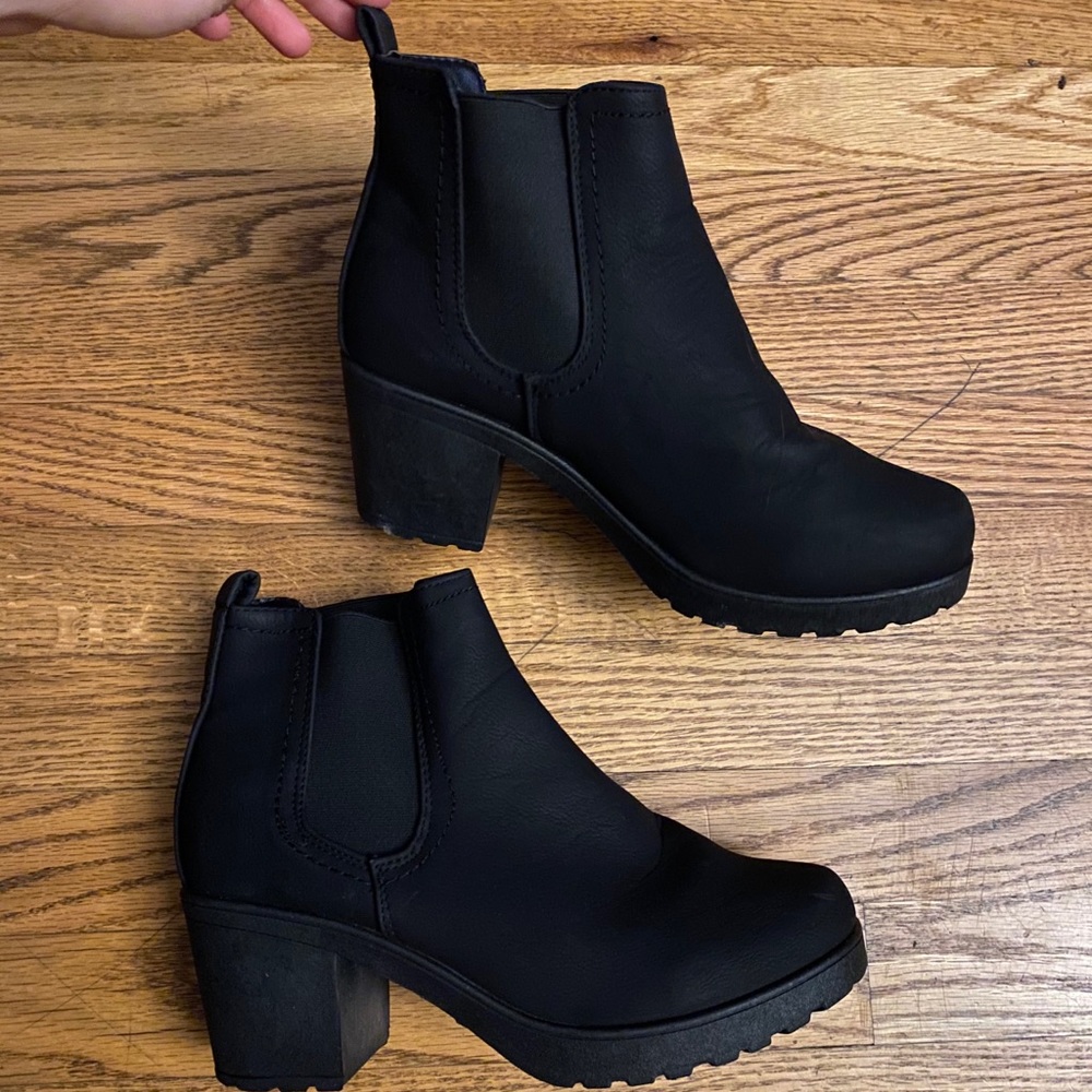 Black chunky ankle boots